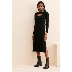 Anthropologie "Dolan" Black Sweater MIDI Dress Size‎ M |Cutout Front|Body Con|